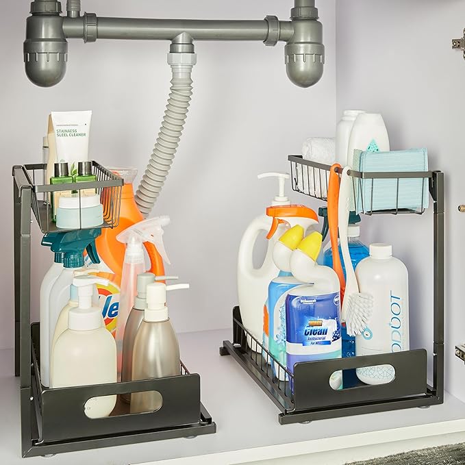 Amazon Basics L-Shape Under Sink Storage Pull Out Cabinet Organizer, - Image 6