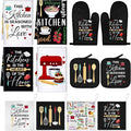 12 Pcs Farmhouse Kitchen Decoration Set 4 Funny Quote Black Kitchen Towels 4 by Bencailor