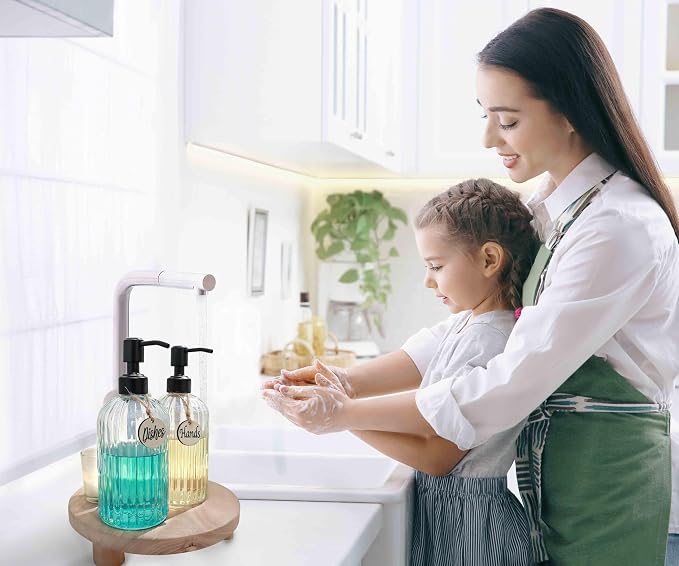 JASAI 2PACK 18Oz Simple Glass Soap Dispensers - Image 3