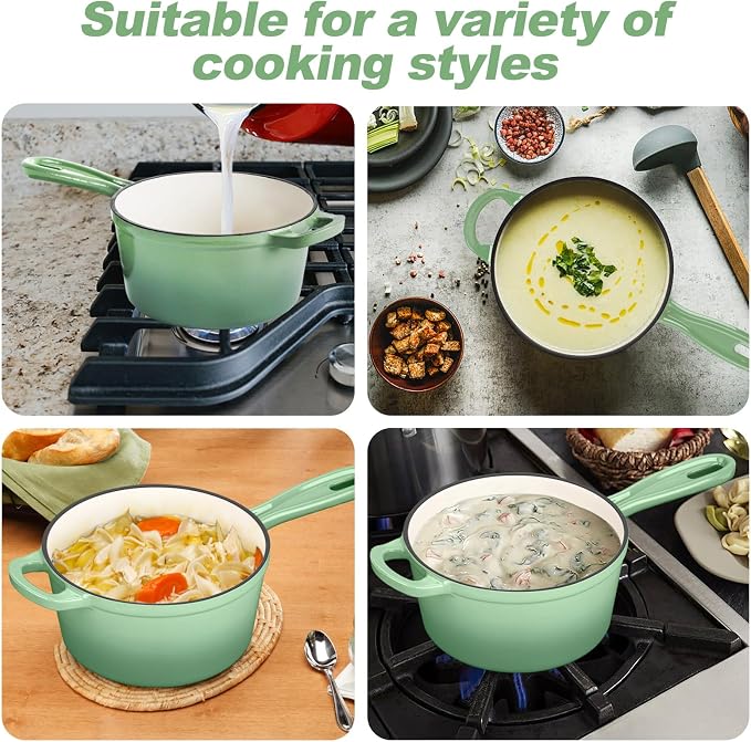 HaSteeL 1 QT Cast Iron Saucepan, Mini Enamel dutch oven - Image 7