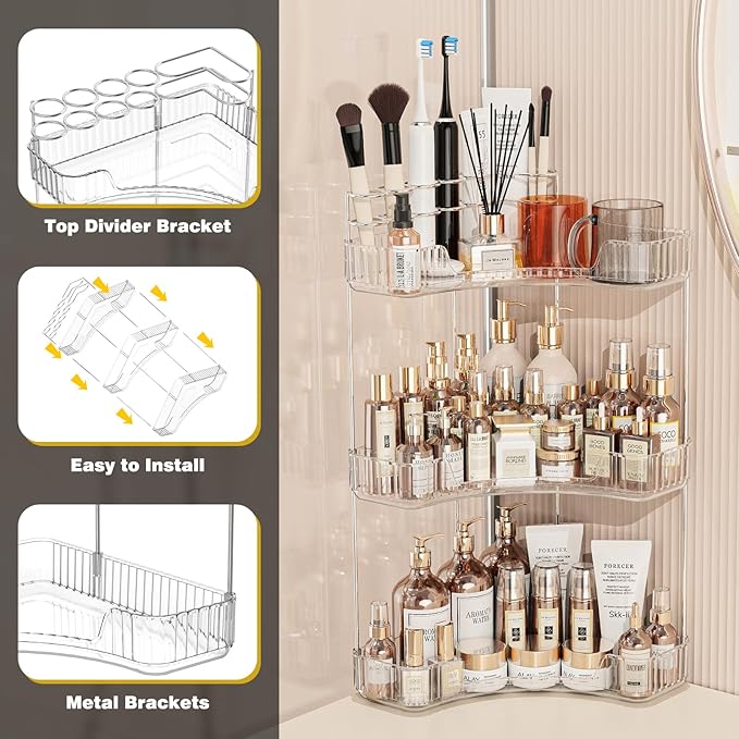 Asayuee 3-Tier Corner Bathroom Counter Organizer - Image 6