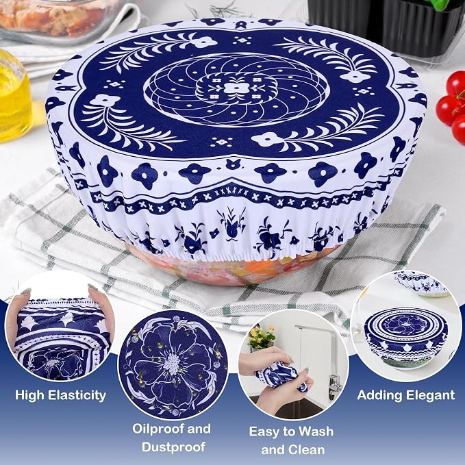 5 Pieces Bowl Covers Reusable, 5 Multi-Size Elastic Cloth Fabric Bowl Covers - Image 6