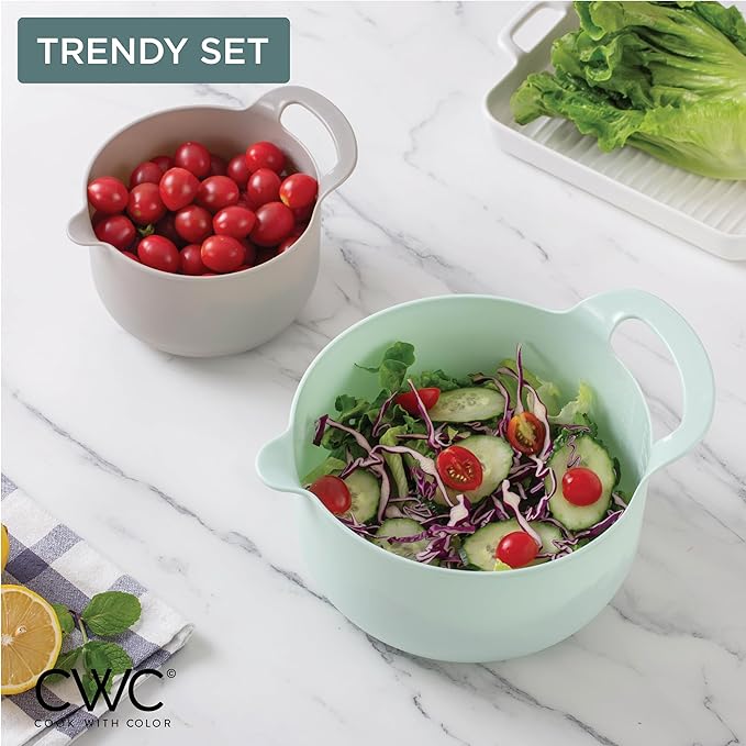 COOK WITH COLOR Nesting Plastic Mixing Bowl Set with Pour Spouts and Handles - Image 7