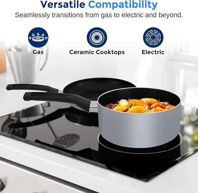 SereneLife Kitchenware Pots & Pans, Basic Kitchen Cookware Set, Heat Resistant - Image 6