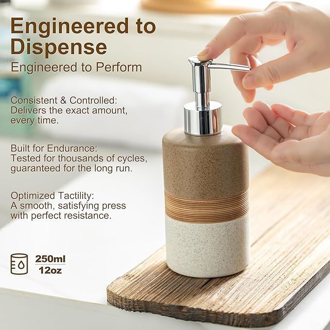 Ceramic Soap Dispenser Set for Hand Soap, Dish Soap, Conditioner, Includes - Image 3