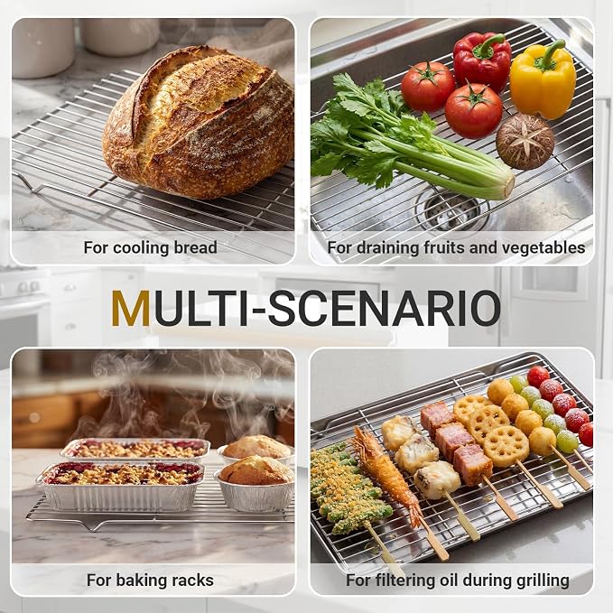 Lounsweer 2 Pack Cooling Racks, 10L x 18W x 1H Stainless Steel Wire Rack - Image 6