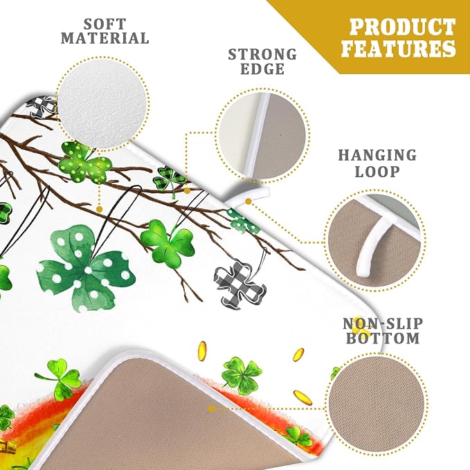 Giwawa St Patrick Dish Drying Mat Small Lucky Clover Tree Shamrock Dish Drainer - Image 4