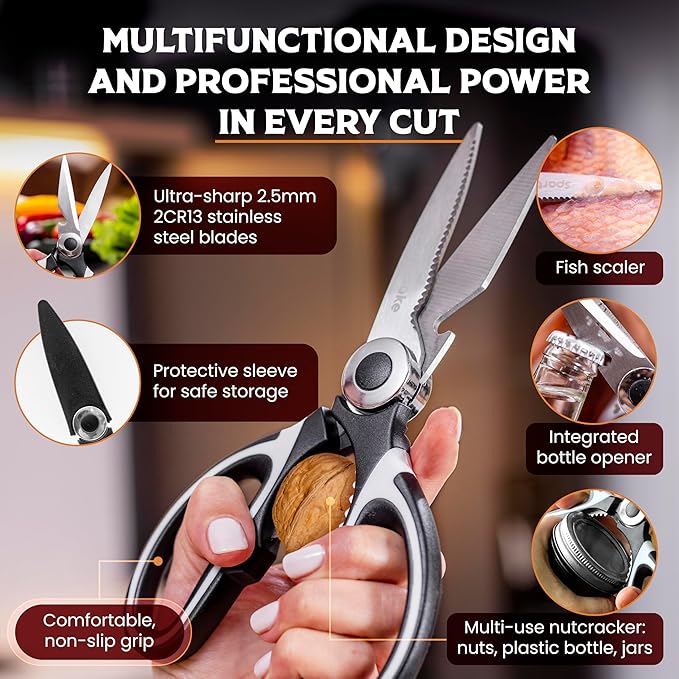 SpartaSake Premium Stainless Steel All Purpose Kitchen Shears - Image 2
