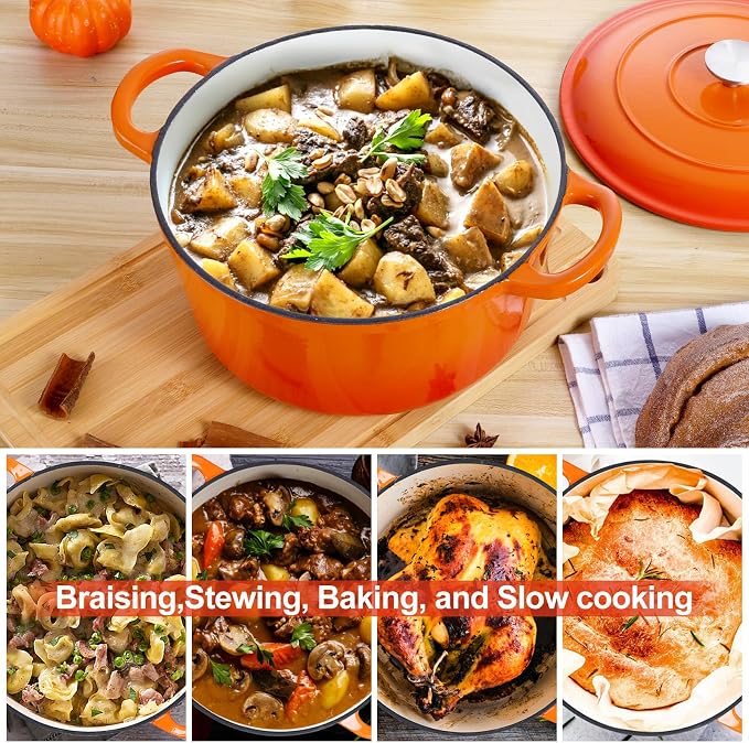 E-far 6 Quart Dutch Oven, Enameled Cast Iron Dutch Oven Pot - Image 4