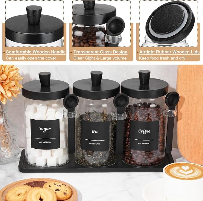 Suclain 3 Pcs Glass Coffee Container - Image 3