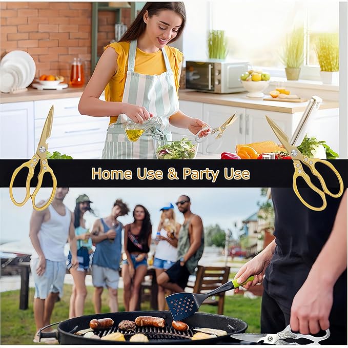 AWinjoy Japanese Gold Kitchen Scissors, Heavy Duty Stainless Steel, Dishwasher - Image 5