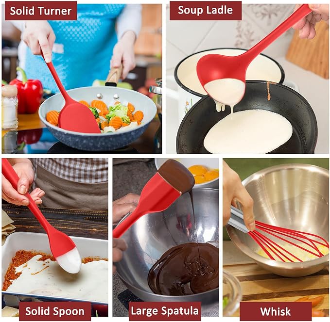 Silicone Cooking Utensils Set of 10, Kitchen Utensils Set - Image 5