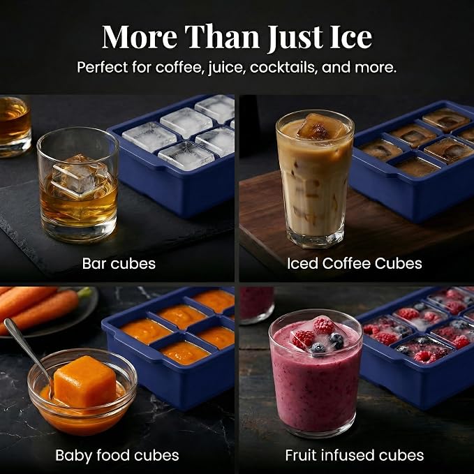 KitchFort Large Silicone Ice Cube Tray, Easy Release 2" Big Ice Cubes - Image 7