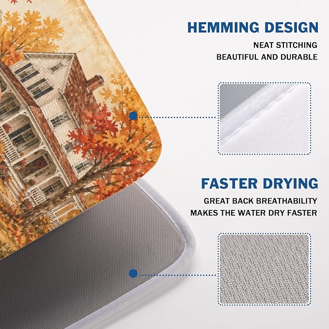 Fall Pumpkin Dish Drying Mat for Kitchen Counter Thanksgiving Autumn Harvest - Image 4