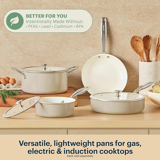 Pyrex 10-Inch Fry Pan Ceramic Cookware - Image 2