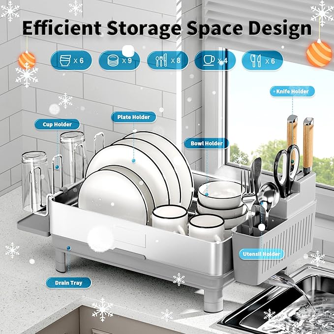 Ewaiira Dish Drying Rack, 304 Stainless Steel Dish Racks - Image 6