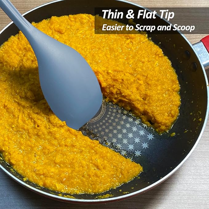 2 Pack Large Silicone Cooking Spoon, Non-Stick Slotted and Solid Spoon set - Image 6