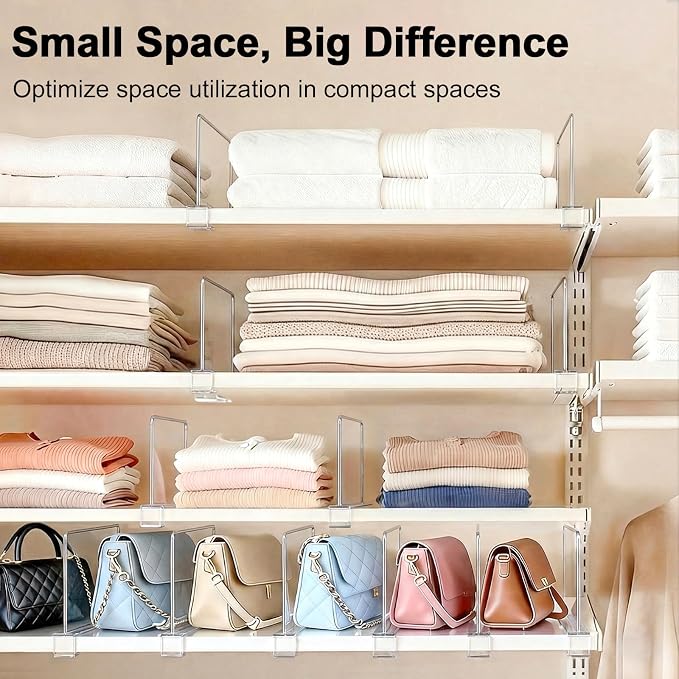 Shelf Dividers Purse Organizer for Closet: 6-inch Tall Acrylic Handbag Organizer - Image 4