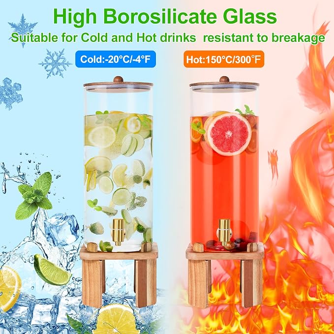 2 Gallon Large Drink Dispenser for Parties, Glass Beverage Dispenser - Image 4