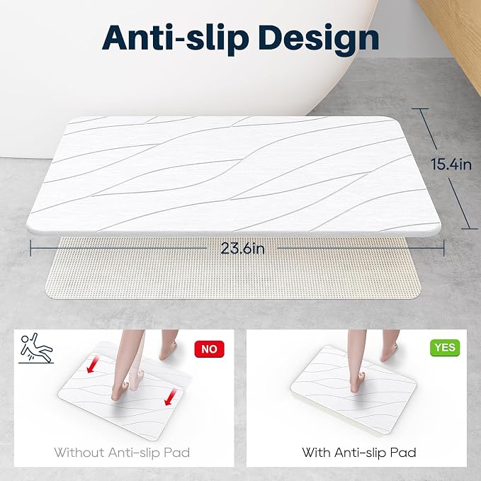 Closefriend Diatomaceous Earth Stone Bath Mat, Quick Dry Non-Slip Super - Image 2