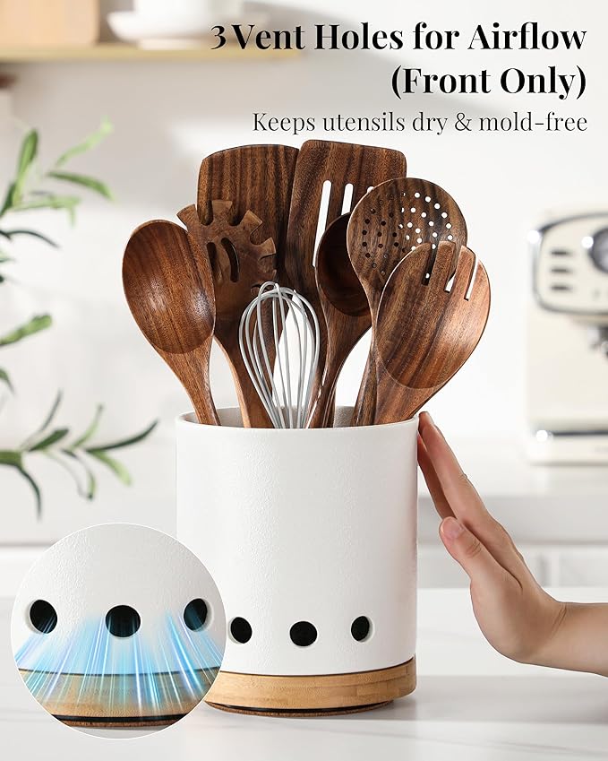 LoeJan 360° Rotating Ceramic Utensil Holder - Image 3