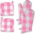 Buffalo Plaid Check Oven Mitts and Pot Holders Set, 100% Cotton, Heat Resistant by SoftopiaCotton