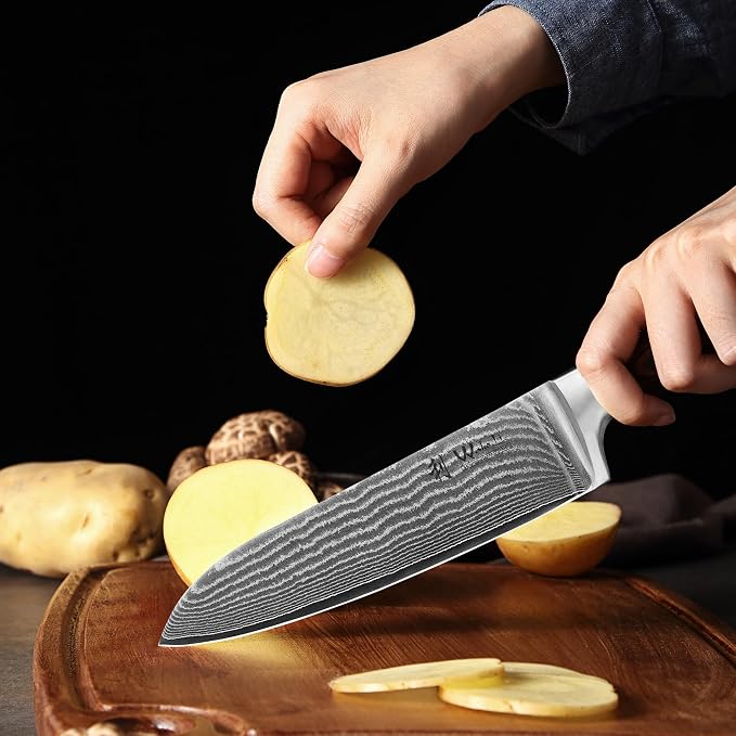 Wakoli EDIB 3-Piece Damascus Kitchen Knife Set in Wooden Gift Box, Razor Sharp - Image 4