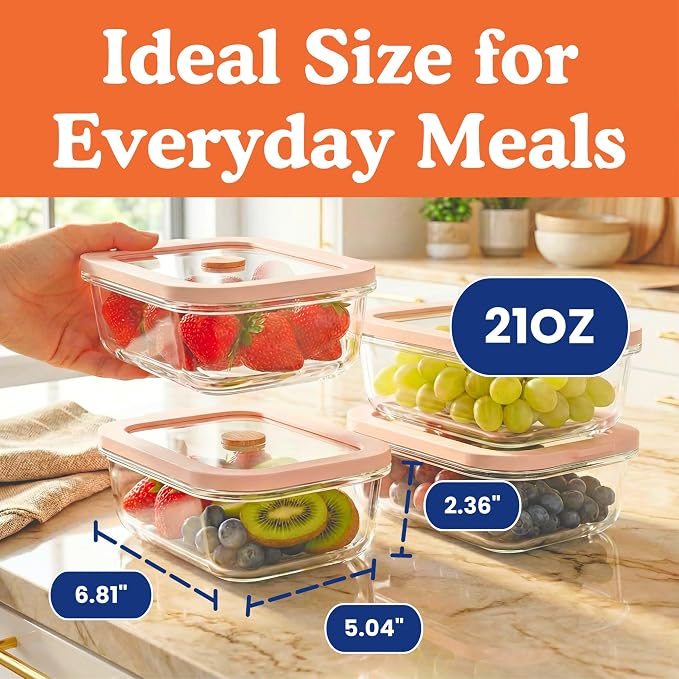 Ziruma Non-Toxic 2.6 Cup Glass Food Storage Containers - Image 8