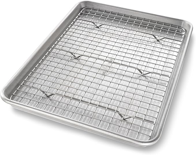 USA Pan Jelly Roll Baking Pan and Bakeable Cooling Rack, Nonstick Commercial by USAPan