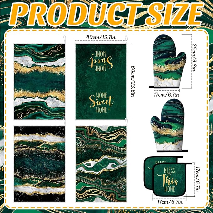 Leinuosen 8 Pcs Kitchen Towels and Dishcloths Sets Oven Mitts and Pot Holders - Image 3