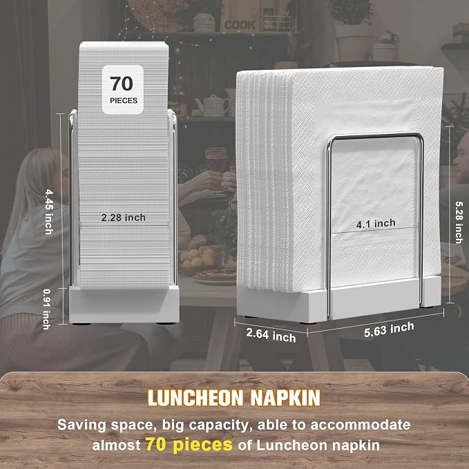 Napkin Holder for Table, Bamboo Iron Standing Napkin Dispenser for Kitchen - Image 7