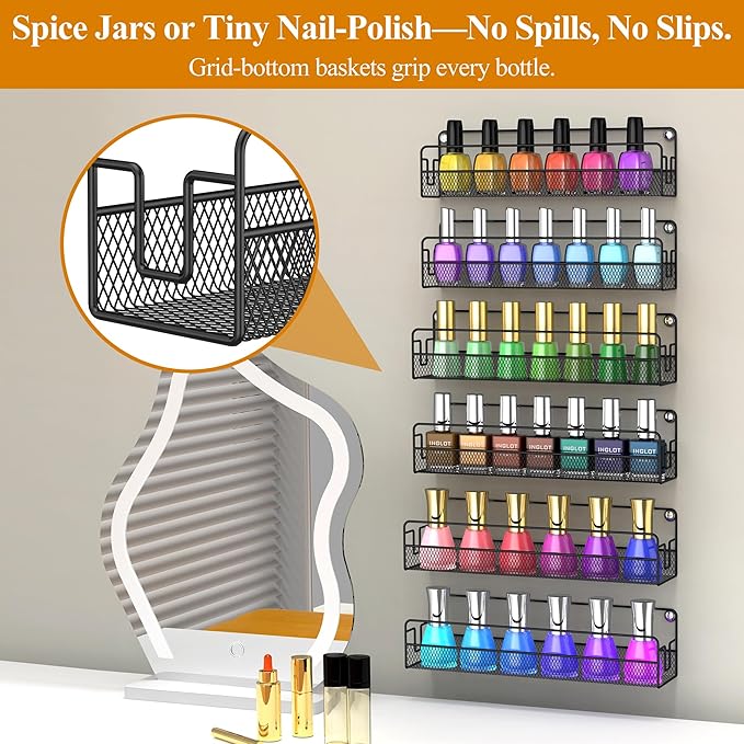 Wall Mounted Spice Rack Organizer, Pantry Door Organizer & Hanging Storage - Image 6