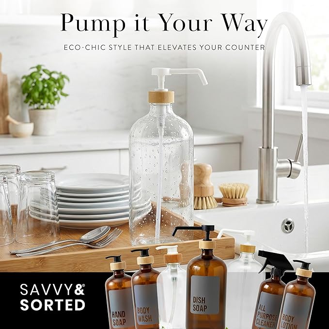 SAVVY & SORTED Glass Dish Soap Dispenser - Image 4