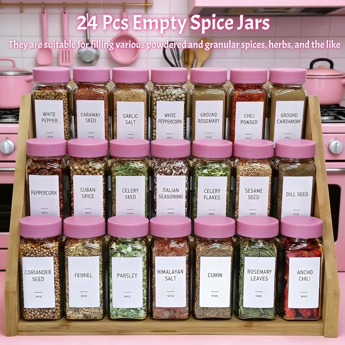 Pink Spice Jars with Labels - Image 2