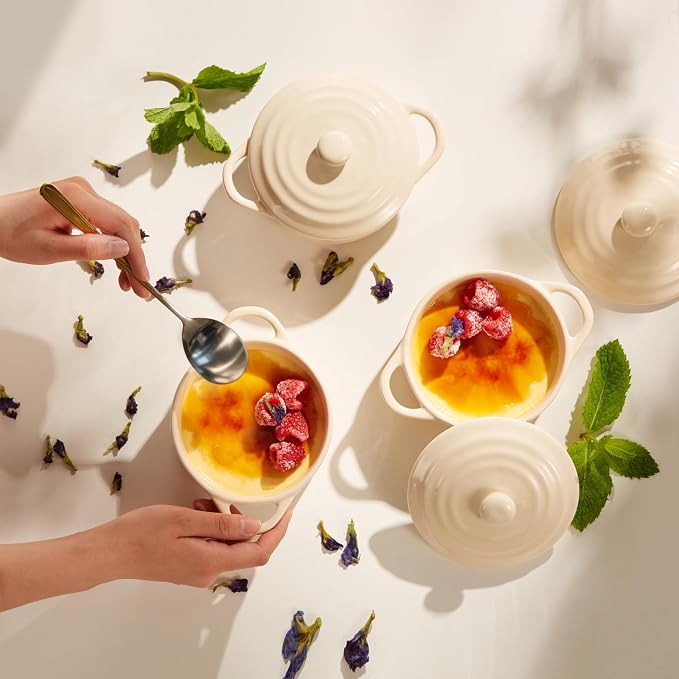 Kook Ceramic Mini Cocotte Set, Small Casserole Dishes - Image 4