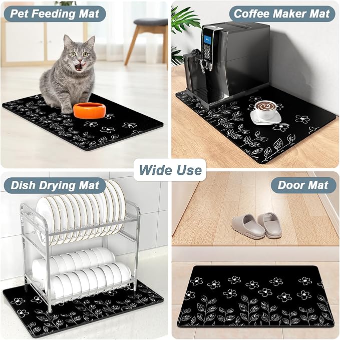 Rnivvi Coffee Mat, Hide Stain Rubber Backed Absorbent Dish Drying Pad - Image 7