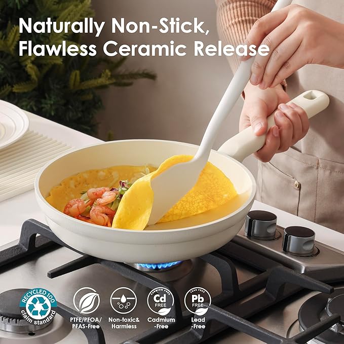 SENSARTE Ceramic Nonstick Pots and Pans Set 17pcs, Healthy Induction Cookware - Image 3