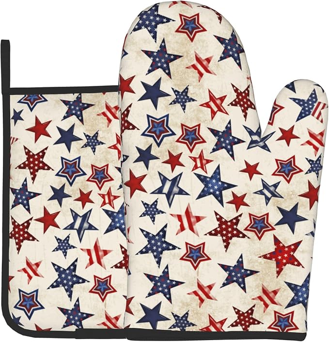 Patriotic Stars Oven Mitts by DZGlobal