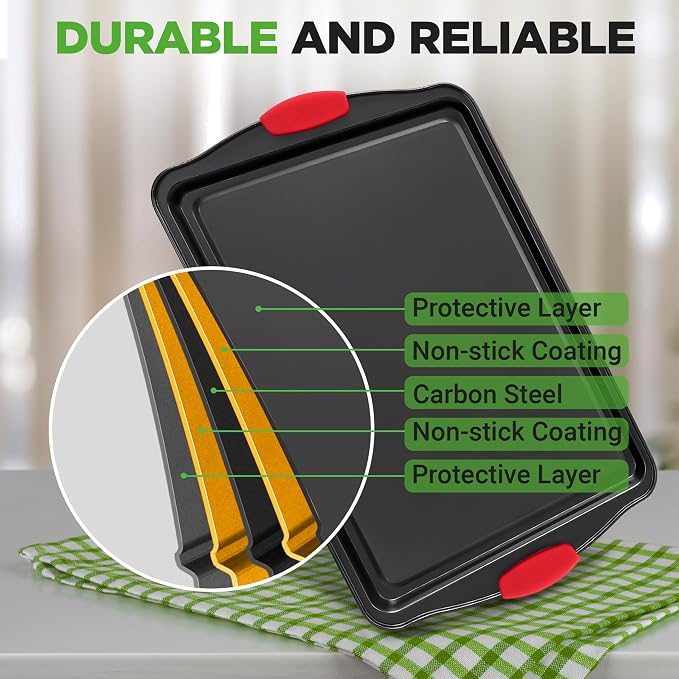 NutriChef Non-Stick Kitchen Oven Baking Pans-Deluxe & Stylish Nonstick Gray - Image 8