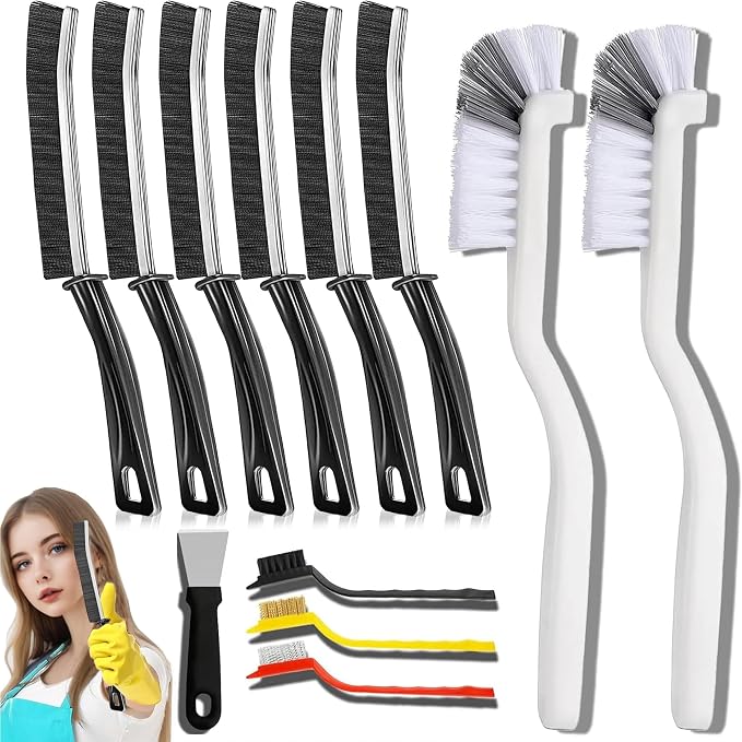 12Pcs Crevice Cleaning Brush Set, Hard Bristle Gap Cleaning Tools, Window & Car by BSFRNF