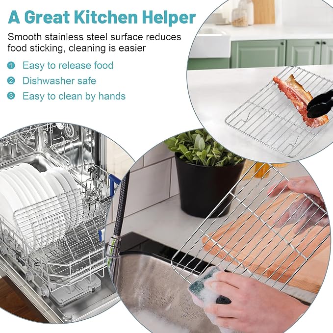 TeamFar Cooling Rack, 8.75” x 6.25” Stainless Steel Wire Baking Rack - Image 6