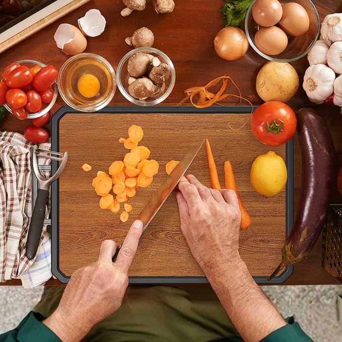 Wood Cutting Board with Handle, Double Sided Cutting Board - Image 5