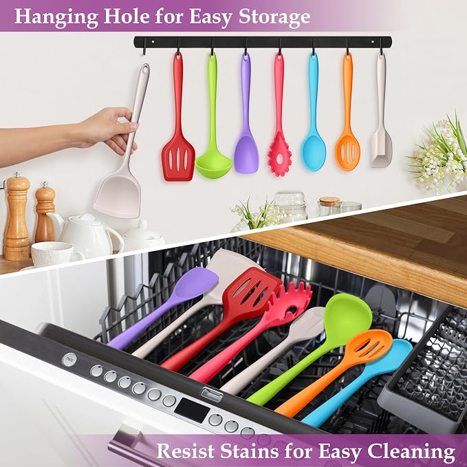 LIANYU 8Pcs Kitchen Cooking Utensils Set, Silicone Utensils Spatula Set - Image 7