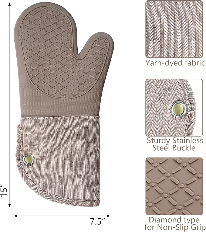 Professional Microwave Silicone Oven Mitts one Pair, Kitchen Mitten Set - Image 2