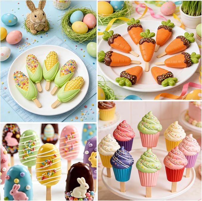 Juome Cake Pop Mold Kit, 2 Pack 6 Cavities Cakesicle Molds Silicone - Image 3