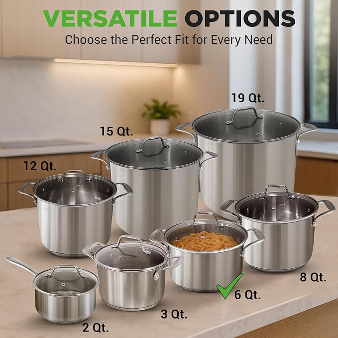 NutriChef 6-Quart Stainless Steel Stockpot – 18/8 Food Grade Heavy-Duty - Image 2