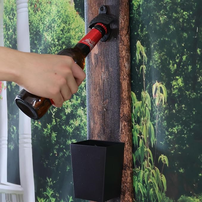 Satin Black Cast Iron Bottle Opener Wall Mounted - Image 3
