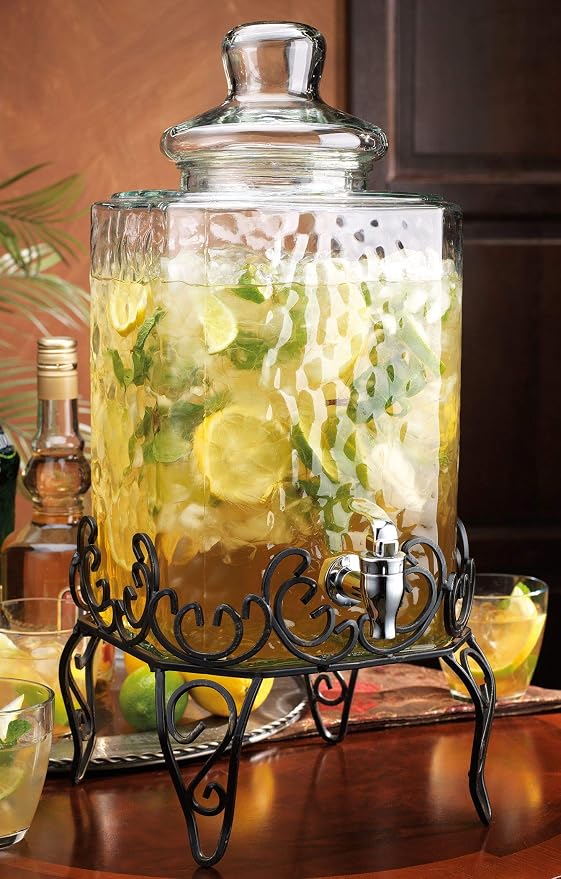 MosJos 2.5 Gallon Classic Hammered Glass Beverage Dispenser - Image 3