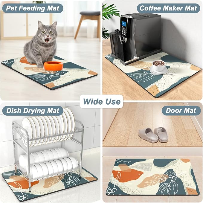 Rnivvi Coffee Mat, Hide Stain Rubber Backed Absorbent Dish Drying Pad - Image 7