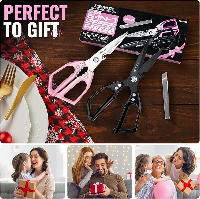 2PC 5-in-1 Multifunctional Heavy-Duty Korean Kitchen Scissors Set, All Purpose - Image 5